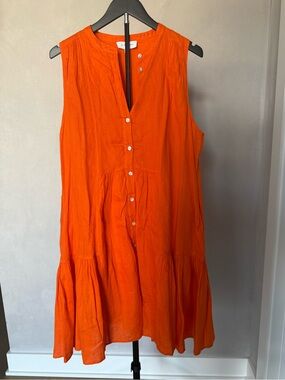 Witchery Vibrant Orange Button-Front Linen Dress